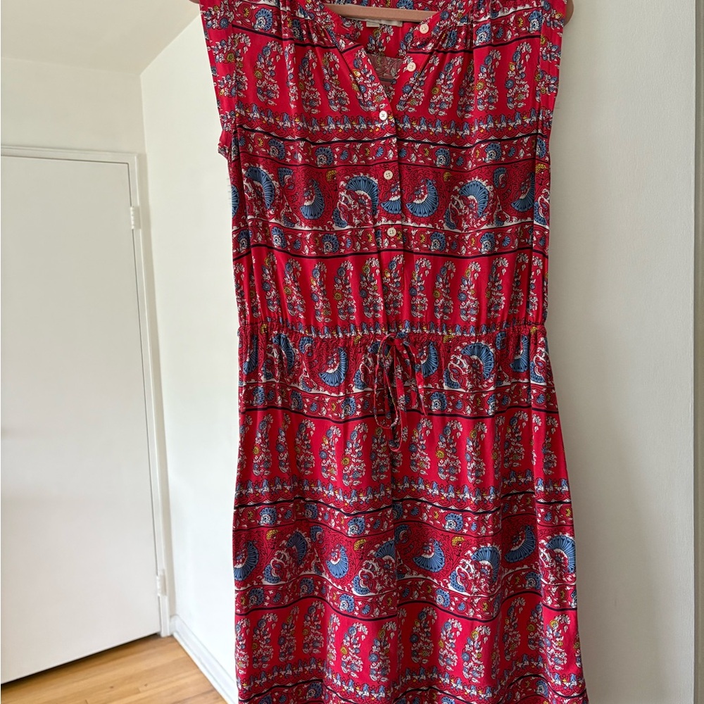 LOFT Red Paisley Midi Dress